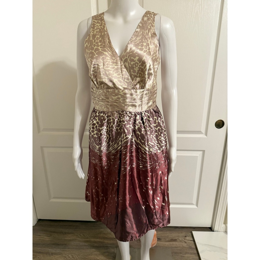 Romy Women Leopard Print V Neck Wrap Waist Midi Dress Size M